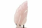 Beautiful, Polished Rose Quartz Leaf with Stand - Madagascar #335215-4